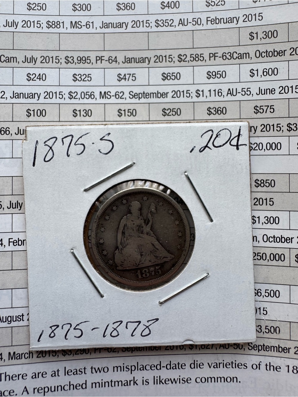 1875 Seated Liberty TWENTY CENT - Silver Coin